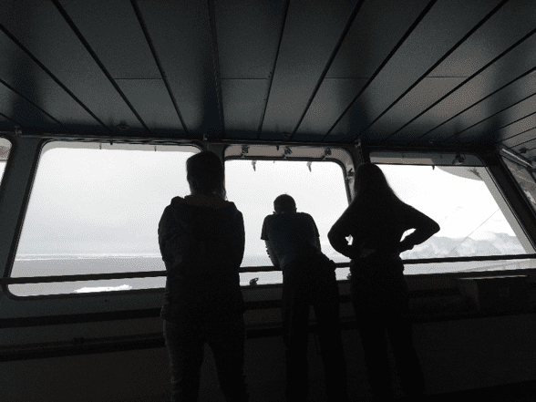 The PL team watch for a way through the ice